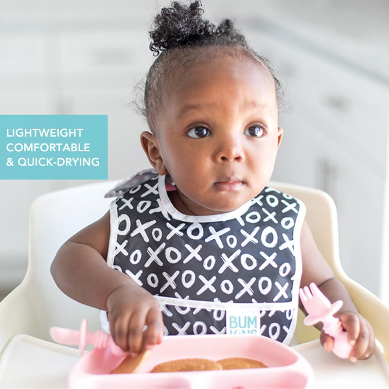 Bumkins Bibs, for Baby Girl or Boy, Infant 3-9 Months, Essential Must Have for Eating, Feeding, Baby Led Weaning, Mess Saving Waterproof Soft Fabric, Starter Bib 2-pk Hearts, XOXO Black and White - Image 3